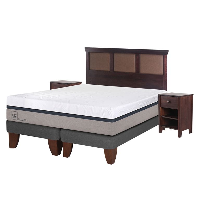 CIC Cama Europea Balance King + Muebles New Torino Chocolate