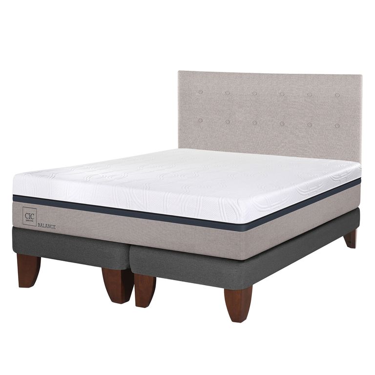 Cama Europea Balance King x 2.00mt Base Dividida + Respaldo