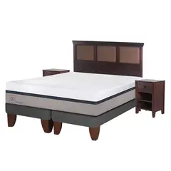CIC - Cama Europea Balance 2P Base Dividida Muebles New Torino Chocolate