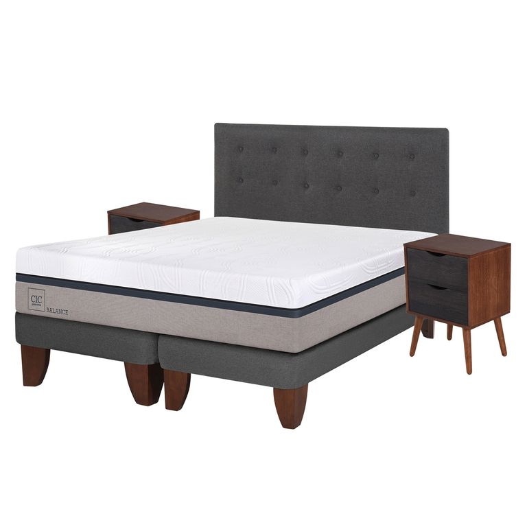 CIC Cama Europea Balance 2 Plazas Base Dividida + Muebles Eufrates