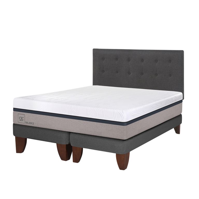 Cama Europea Balance 2 Plazas x 2.00mt Base Dividida + Respaldo