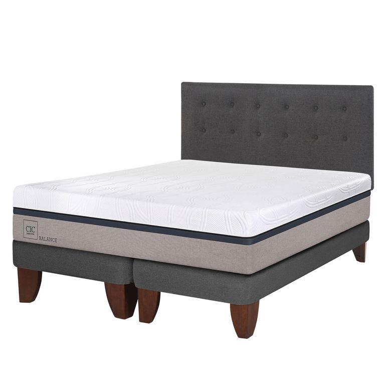 Cama Europea Balance King x 2.00mt Base Dividida + Respaldo