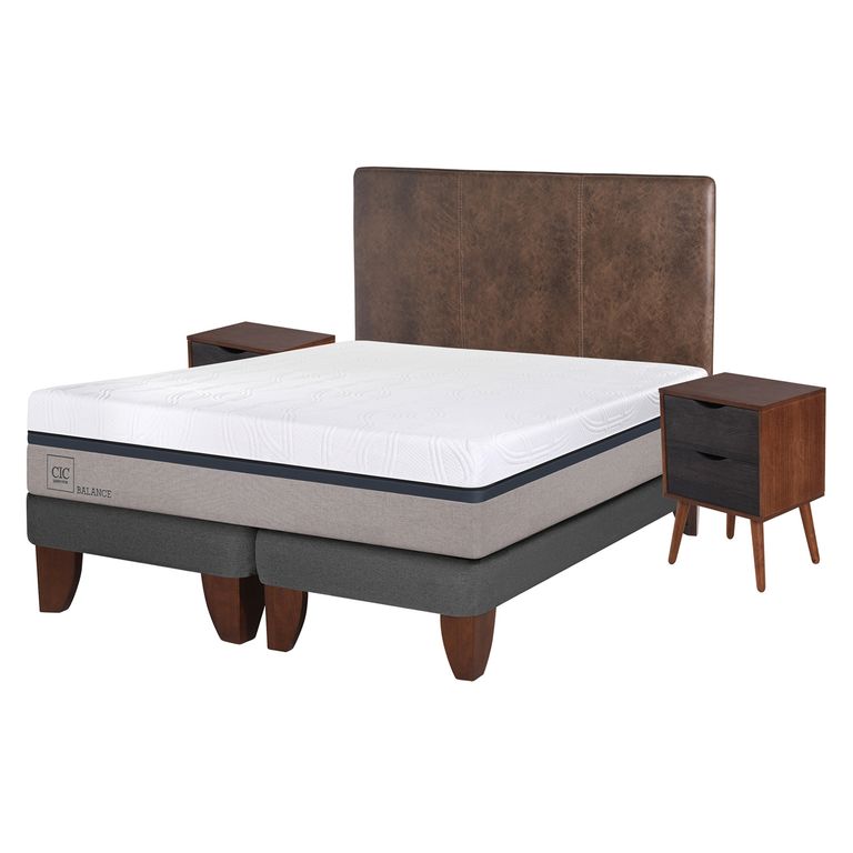 CIC Cama Europea Balance King Base Dividida 180X200 Cm + Muebles Baker