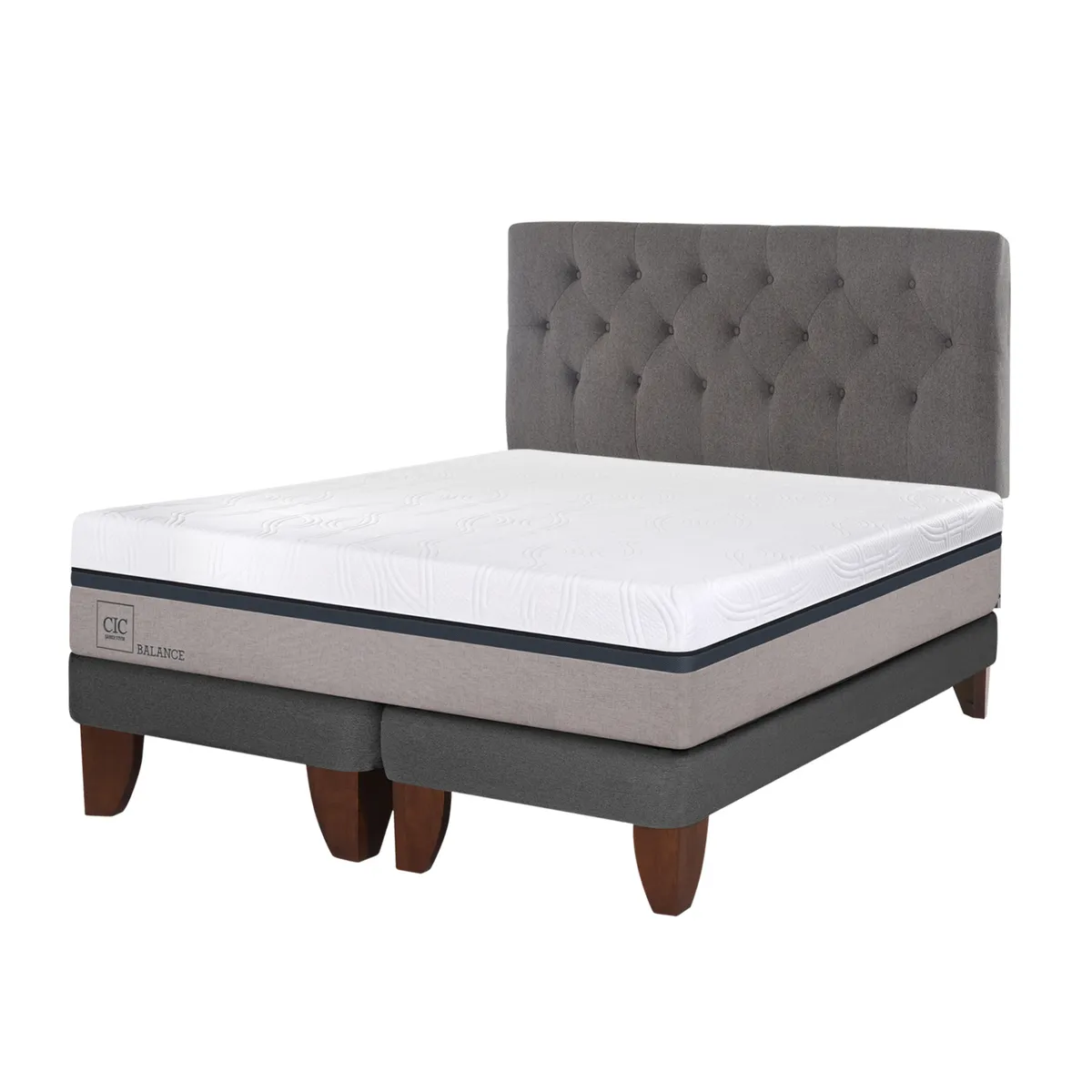 CIC - Cama Europea Balance 2 Plazas BD 150 x 200 cm + Respaldo Kavery CIC