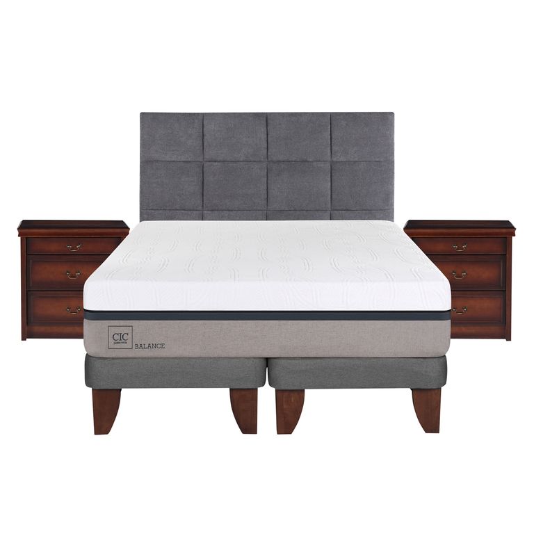 Cama Europea Balance 2 Plazas Base Dividida + Muebles Támesis