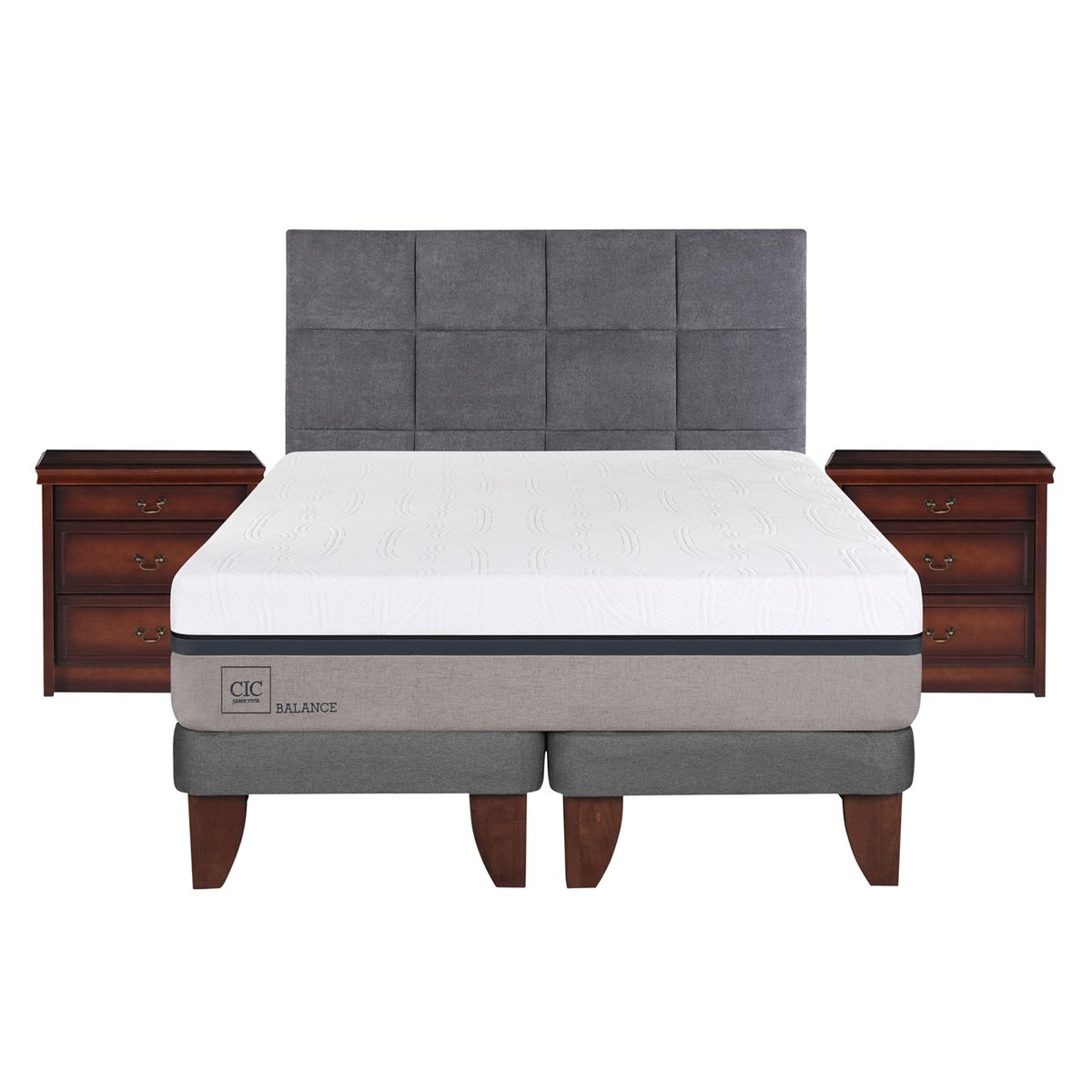 CIC - Cama Europea Balance 2 Plazas Base Dividida + Muebles Támesis Cic