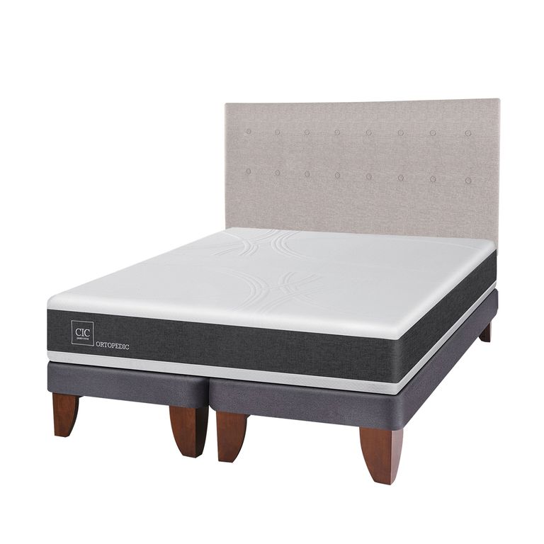 CIC Cama Europea Ortopedic King x 2.00mt Base Dividida + Respaldo