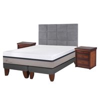 Cama Europea New Balance Super King + Respaldo + 2 Veladores