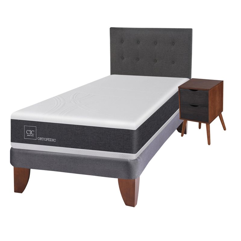 CIC - Cama Europea Cic Newortoped 1.5 Plazas Base Normal Incluye Muebles