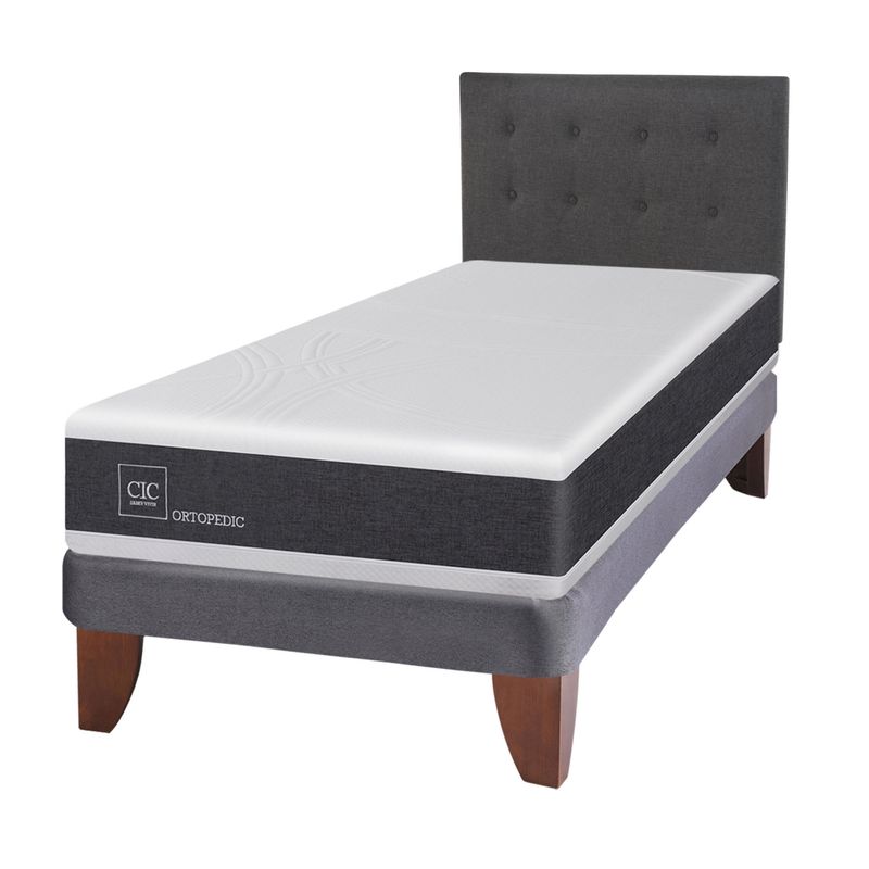 CIC - Cama Europea Ortopedic 1.5 Plazas Base Normal 105X200 Cm + Respaldo Eufrates Cic