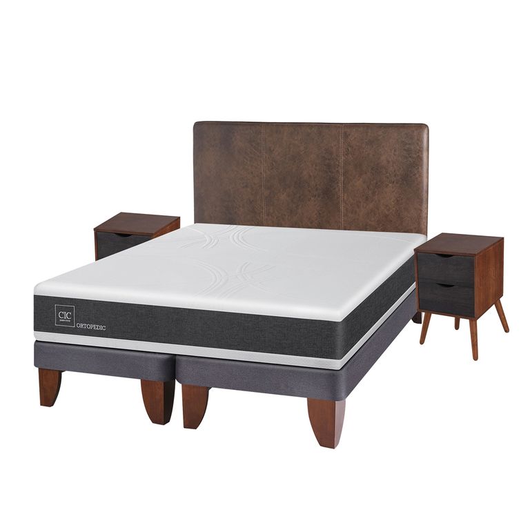 CIC Cama Europea New Ortopedic King + Muebles Baker