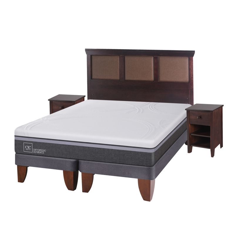 CIC - Cama Europea Ortopedic Advance King Base Dividida 180X200 Cm + Muebles Torino Cic