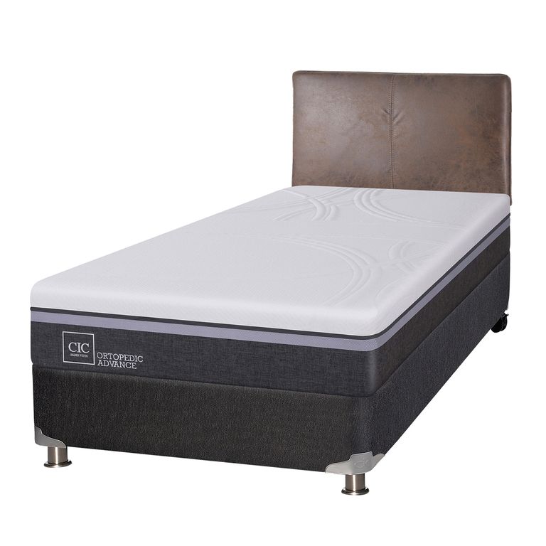 Box Spring Ortopedic Advance Black 1.5 Plazas Base Normal 105x200 cm + Respaldo Baker