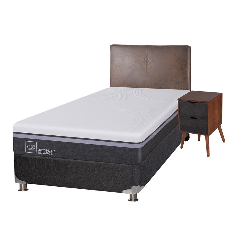 CIC - Box Spring Ortopedic Advance B5 1.5 Plazas + Muebles Baker Cic
