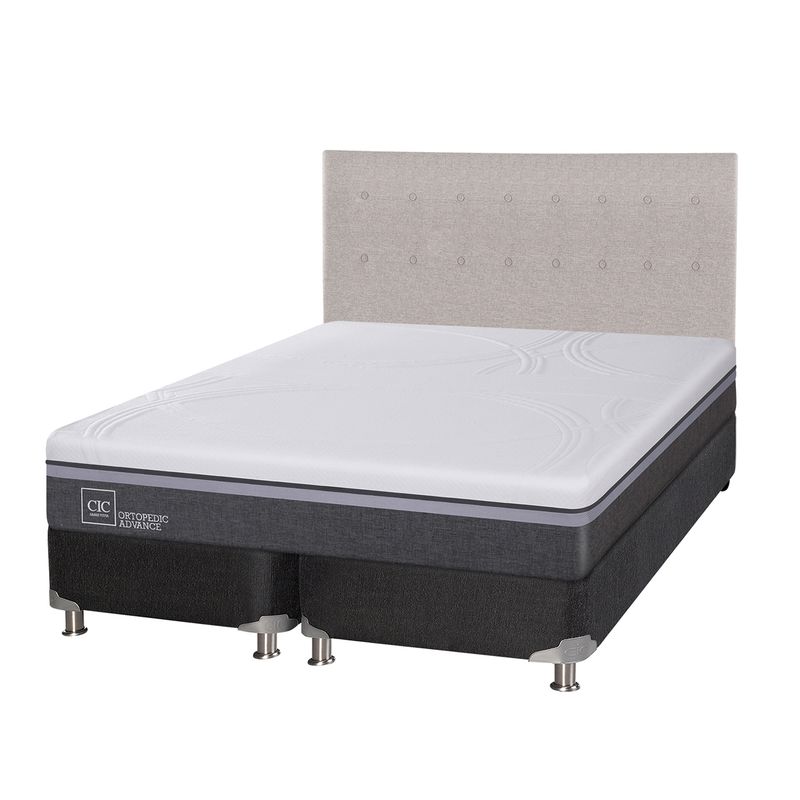 CIC - Box Spring Ortopedic Advance King Base Dividida 180X200 Cm + Respaldo Tigris Cic