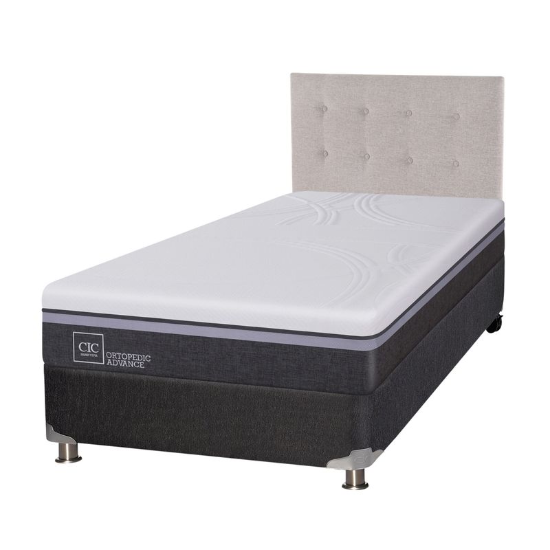 CIC - Box Spring Ortopedic Advance 1.5 Plazas Base Normal 105x200 cm + Respaldo Tigris Cic