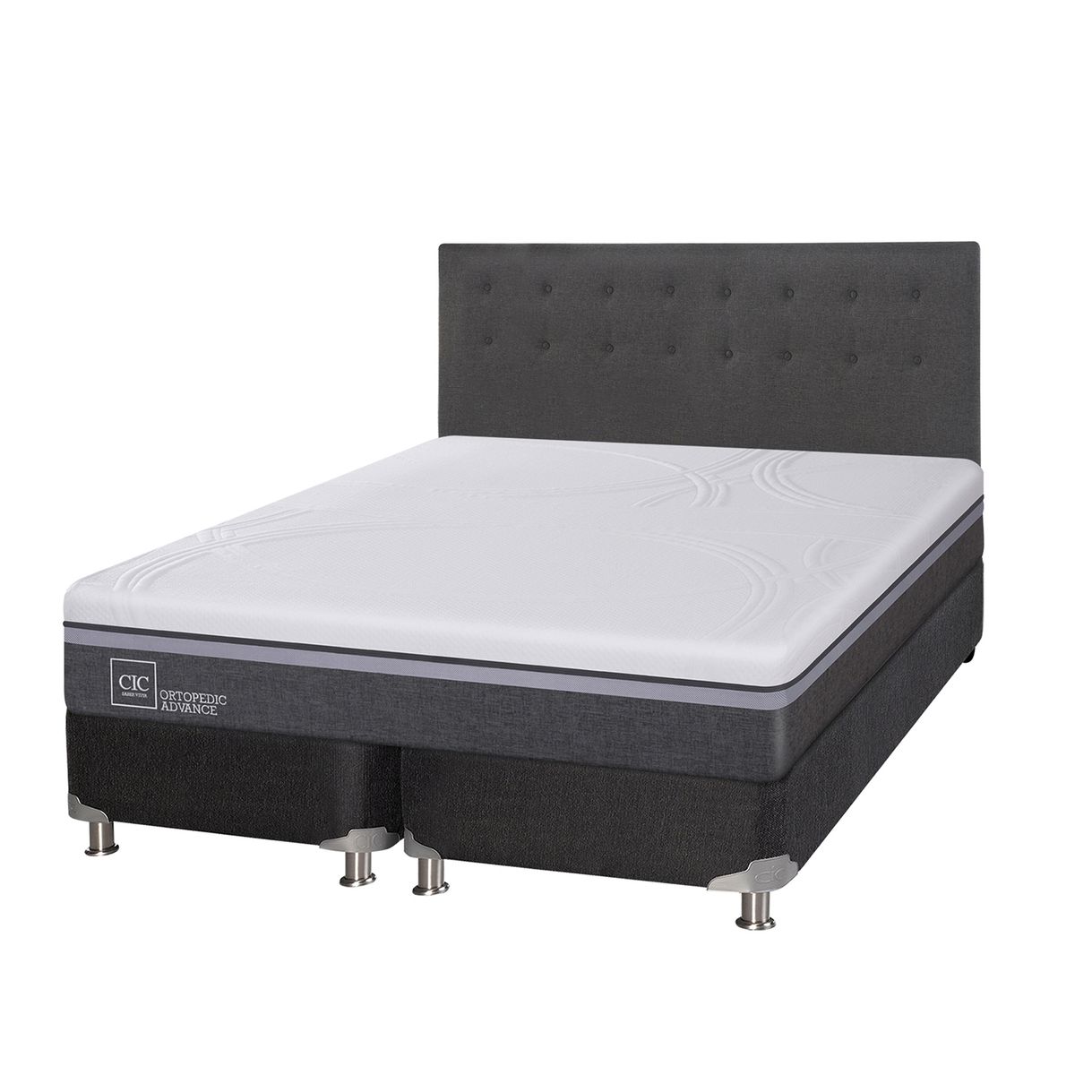 CIC - Box Spring Ortopedic Advance B5 Black King + Respaldo Eufrates Cic