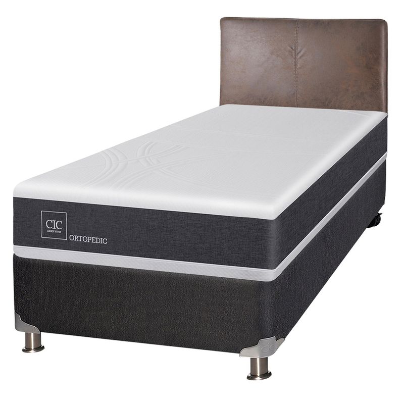 CIC - Box Spring Ortopedic Advance B5 Black 1.5P + Respaldo Baker Cic