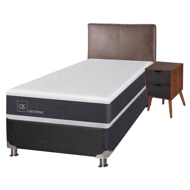 CIC - Box Spring New Ortopedic B5 1.5 Plaza + Muebles Baker Cic