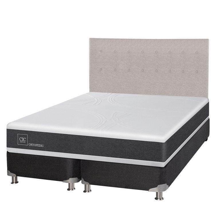 CIC Cama Box Spring Ortopedic King X 2.00Mt Base Dividida + Respaldo