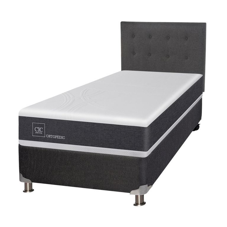 Box Spring Ortopedic 1.5 Plazas Base Normal 105x200 cm + Respaldo Eufrates