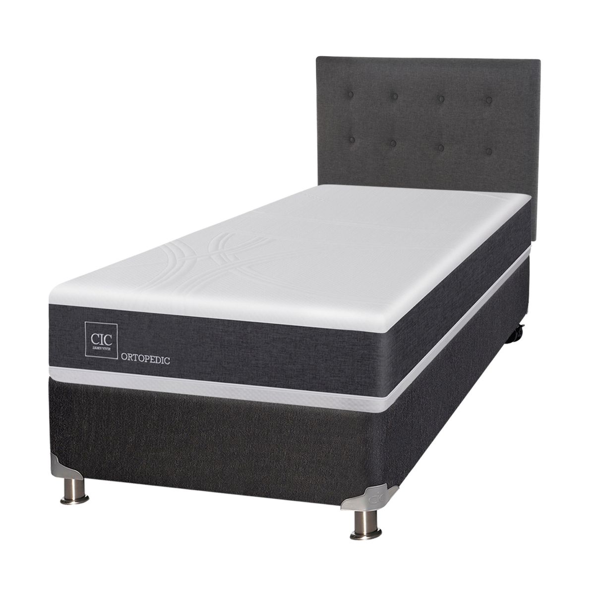 CIC - Box Spring Ortopedic 1.5 Plazas Base Normal 105x200 cm + Respaldo Eufrates   Cic