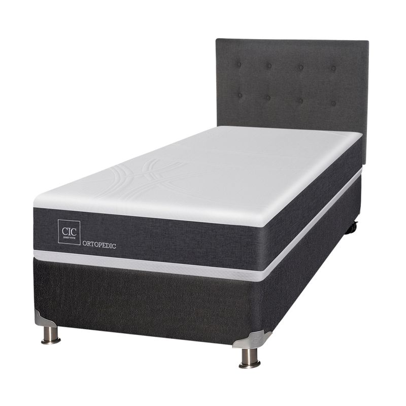 CIC - Box Spring Ortopedic 1.5 Plazas Base Normal 105x200 cm + Respaldo Eufrates   Cic