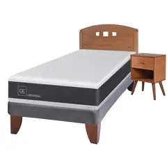 CIC - Cama Europea Newortoped 1.5 Plazas + Respaldo + 1 Velador