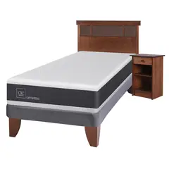 CIC - Cama Europea New Ortopedic 1.5 Plaza + Muebles New Dublín Caramelo