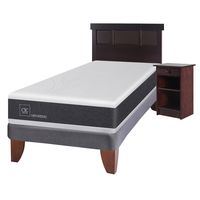 Cama Europea New Ortopedic 1.5 Plaza + Muebles New Dublín Chocolate