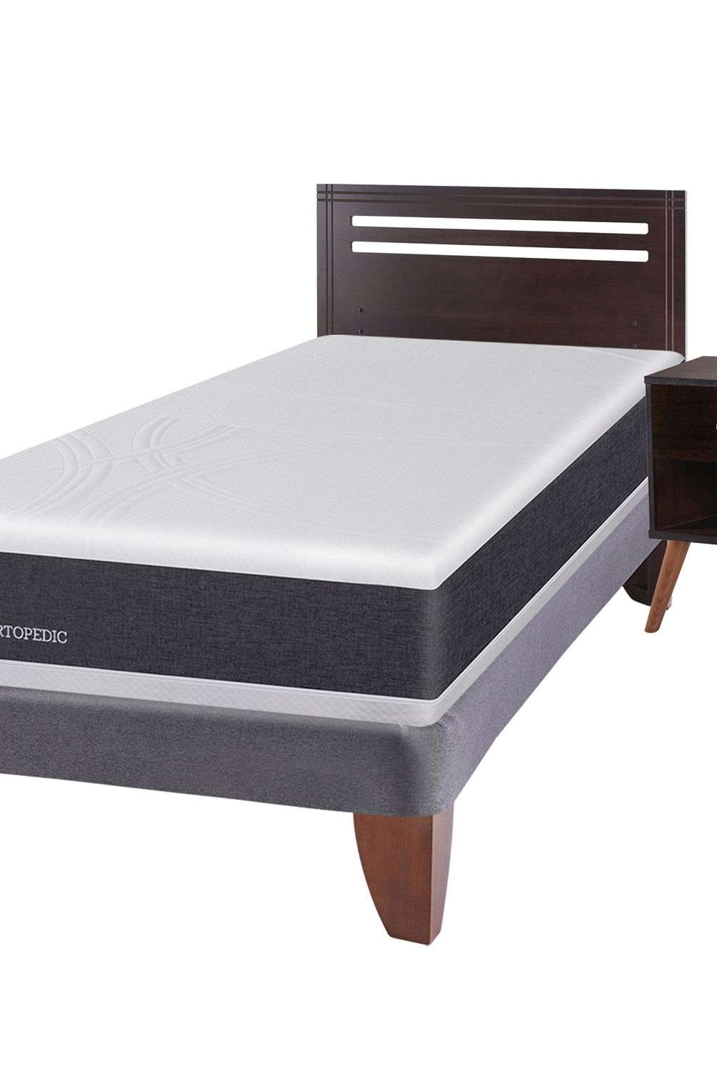 CIC - Cama Europea Ortopedic 1.5 Plazas Base Normal 105X200 Cm + Muebles Munich Cic