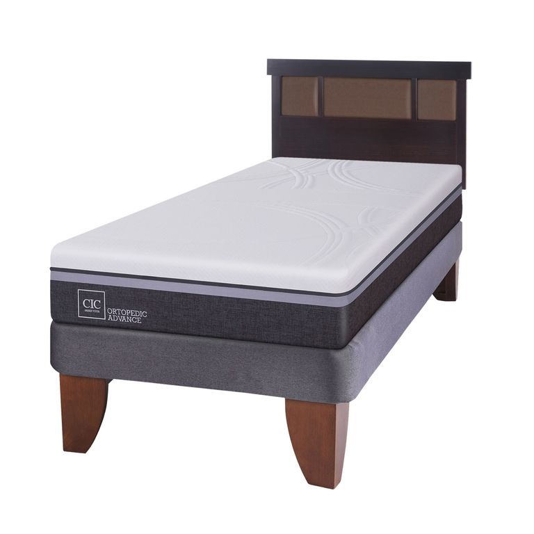 CIC Cama Europea Ortopedic Advance 1.5 Plazas Base Normal 105X200 Cm + Respaldo Dublin Chocolate