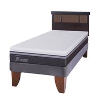 Cama Europea Ortopedic Advance 1.5 Plazas Base Normal 105X200 Cm + Respaldo Dublin Chocolate