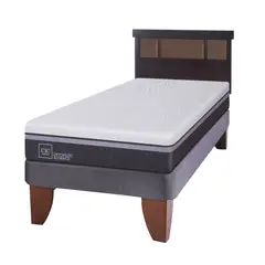 CIC - Cama Europea Ortopedic Advance 1.5 Plazas Base Normal 105X200 Cm + Respaldo Dublin Chocolate