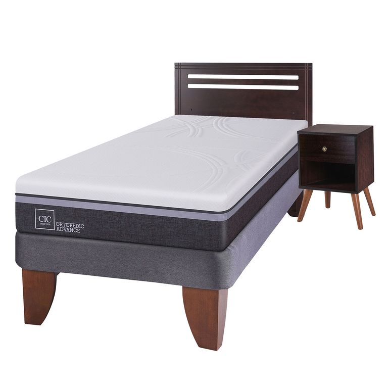 CIC Cama Europea Ortopedic Advance 1.5 Plazas Base Normal 105X200 Cm + Muebles Munich