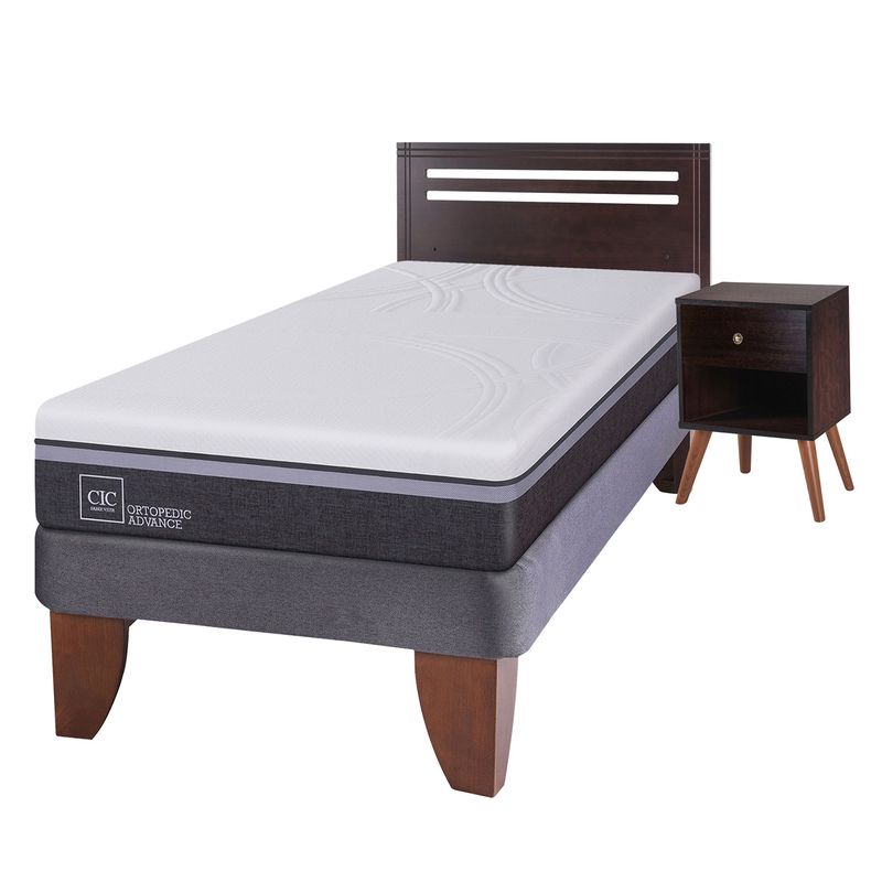 CIC - Cama Europea Ortopedic Advance 1.5 Plazas Base Normal 105X200 Cm + Muebles Munich Cic