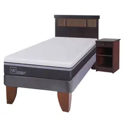 CIC - Cama Europea Ortopedic Advance 1.5 Plazas Base Normal 105X200 Cm + Muebles Dublin Chocolate