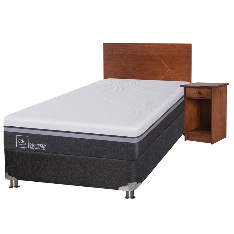 CIC - Box Spring Ortopedic Advance 1.5 Plazas Base Normal 105x200 cm + Muebles Villarrica Cic