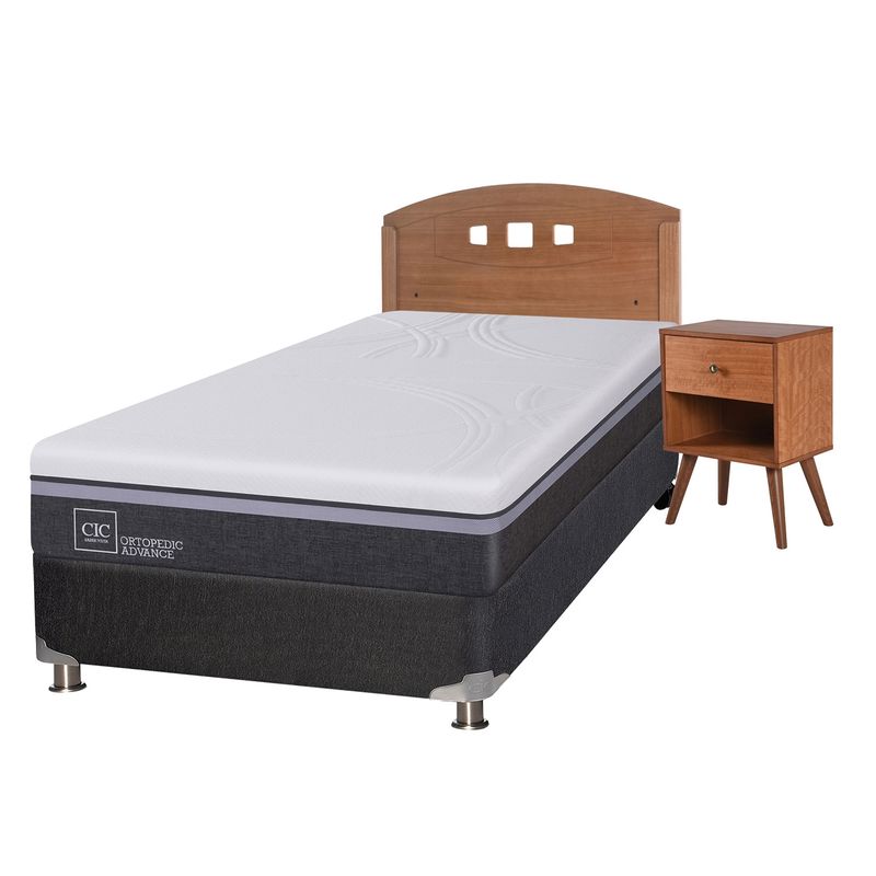 CIC - Box Spring Ortop Adva 1.5 Plazas Base Normal+Mueble   Cic