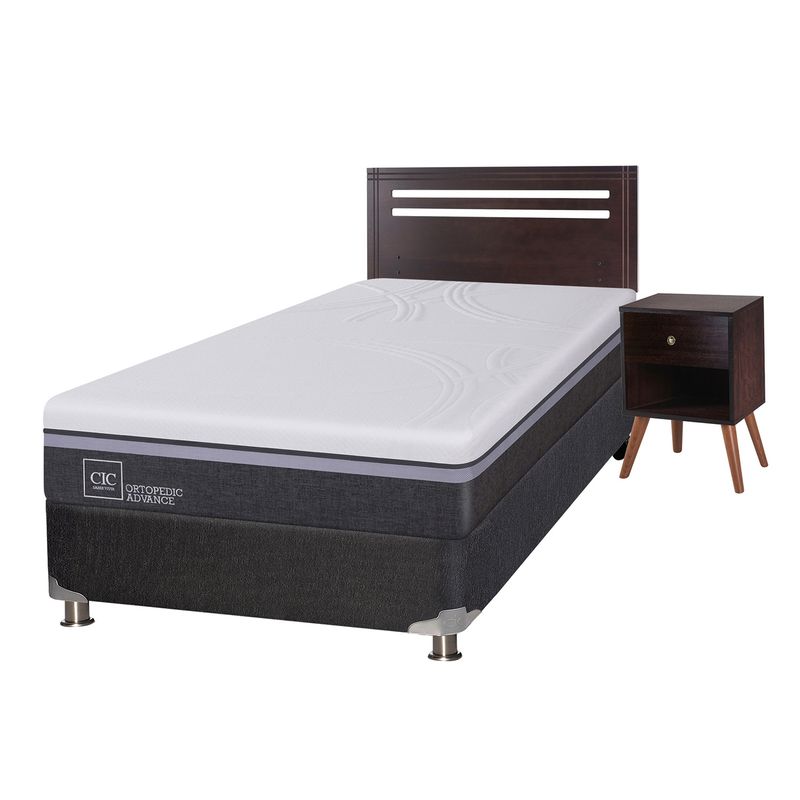 CIC - Box Spring Ortopedic Advance 1.5 Plazas Base Normal 105x200 cm + Muebles Munich Cic