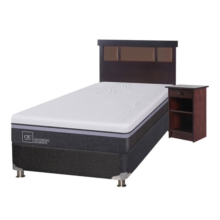 CIC Box Spring Ortopedic Advance 1.5 Plazas Base Normal 105x200 cm + Muebles Dublin Chocolate