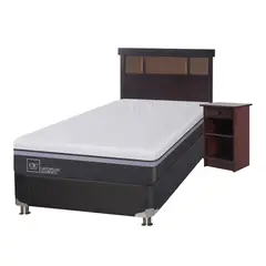 CIC - Box Spring Ortopedic Advance 1.5 Plazas Base Normal 105x200 cm + Muebles Dublin Chocolate