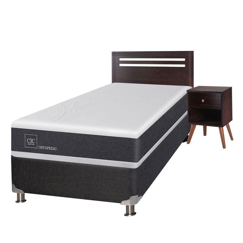 CIC - Box Spring Ortopedic 1.5 Plazas Base Normal 105x200 cm + Muebles Munich Cic