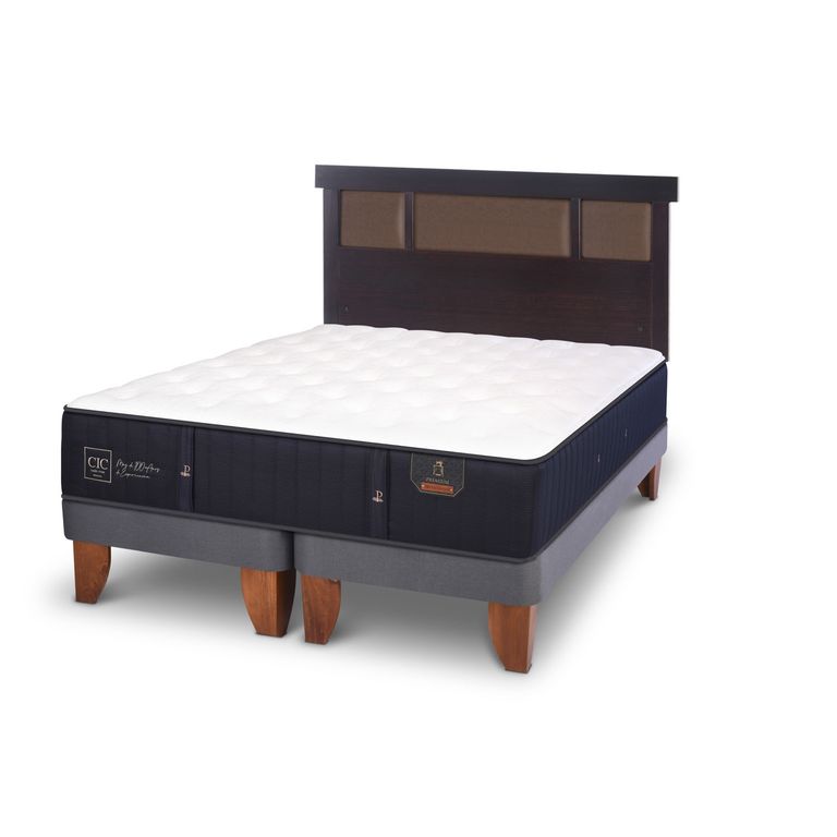 Cama Europea Premium 2 Plazas x 2.00mt Base Dividida + Respaldo