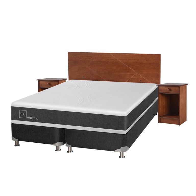 CIC Box Spring Ortopedic 2 Plazas Base Dividida 150x200 cm + Muebles Villarrica
