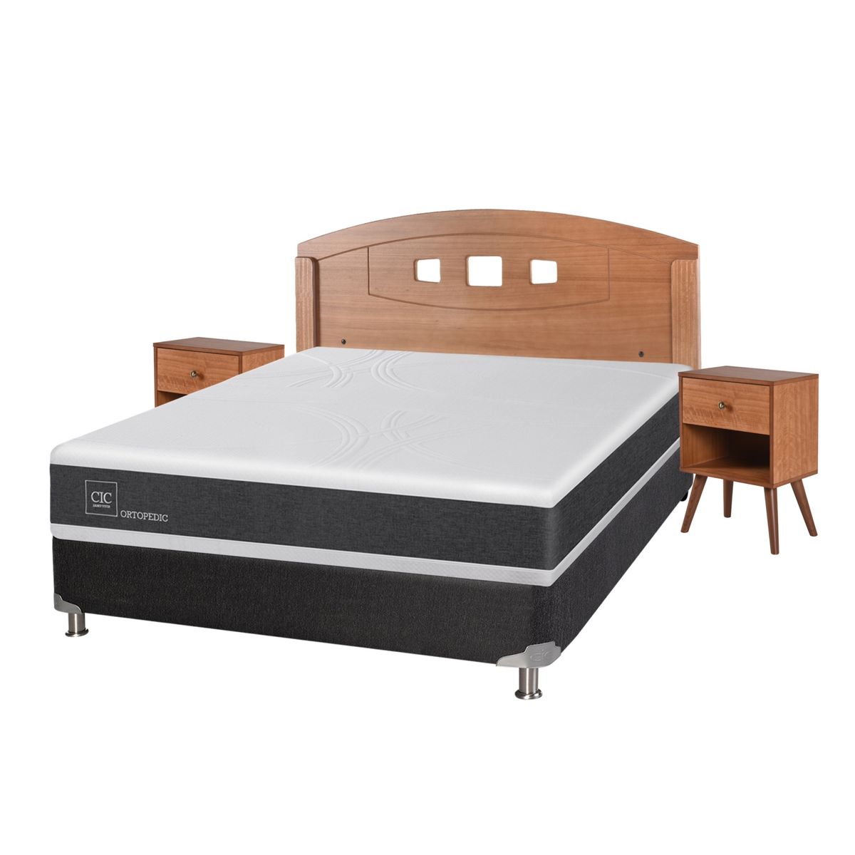 CIC - Box Spring Ortopedic 2 Plazas Base Normal 150x200 cm + Muebles Gales Cic