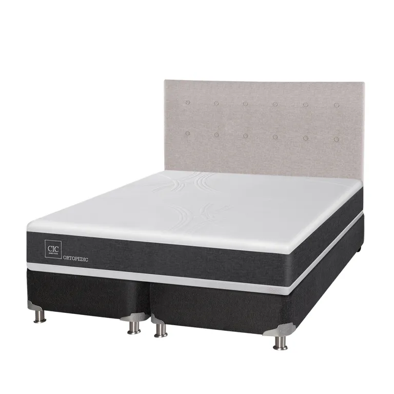 Box Spring Ortopedic 2 Plazas x 2.00mt Base Dividida + Respaldo