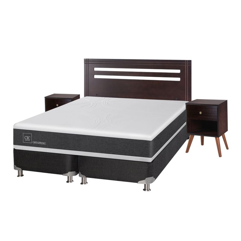 CIC - Box Spring Ortopedic 2 Plazas Base Dividida 150x200 cm + Muebles Munich Cic
