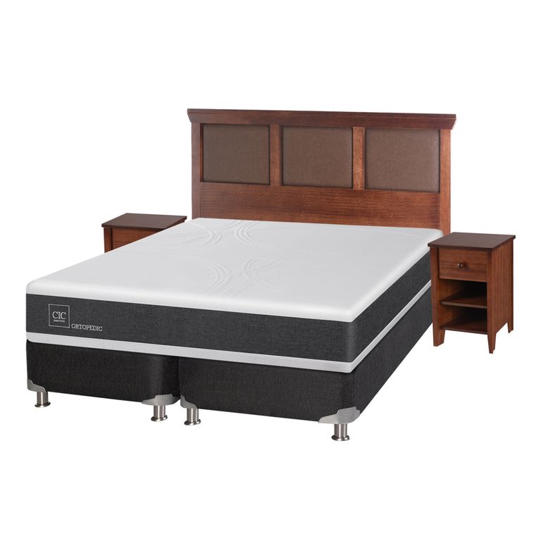 CIC Box Spring New Ortopedic B5 2 Plazas Bse Dividida + Muebles New Torino Caramel