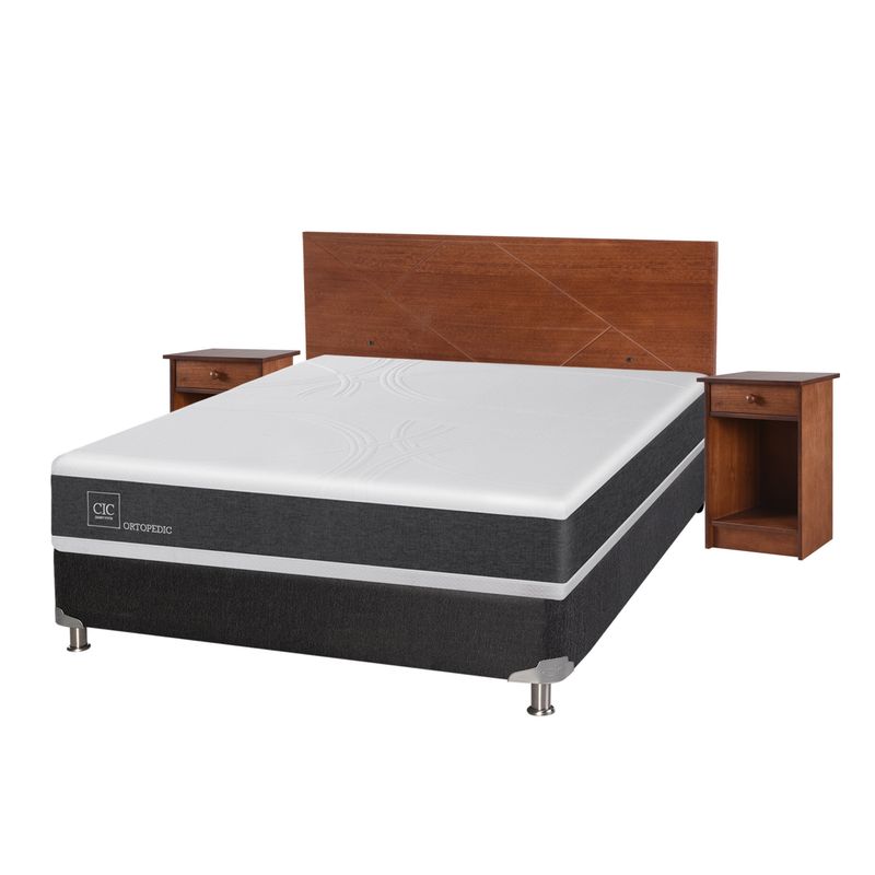 CIC - Box Spring Ortopedic 2 Plazas Base Normal 150X200 Cm + Muebles Villarrica   Cic